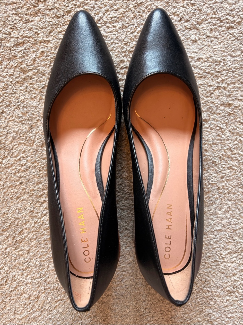 Cole Haan Cassandra Black Leather Pointed Toe Block Heels size 8
